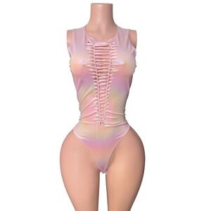 Pink Tie-Dye Sleeveless Bodysuit